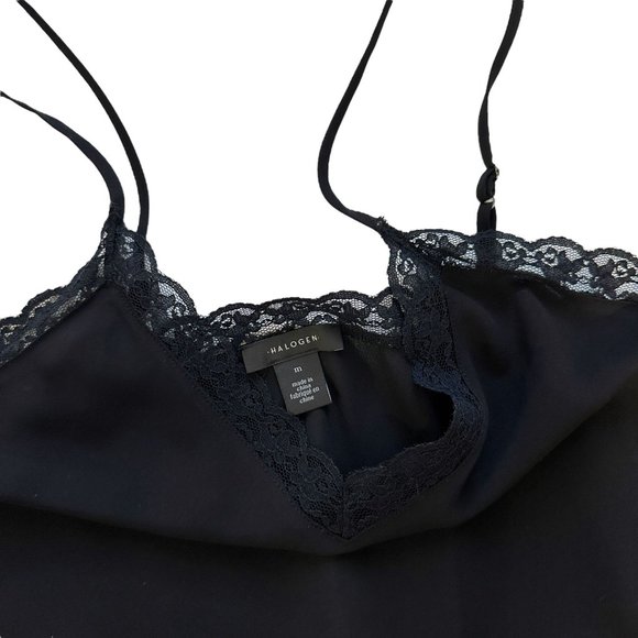 Halogen Medium Black Lace Chiffon V-Neck Cami Tank Top - Picture 5 of 8